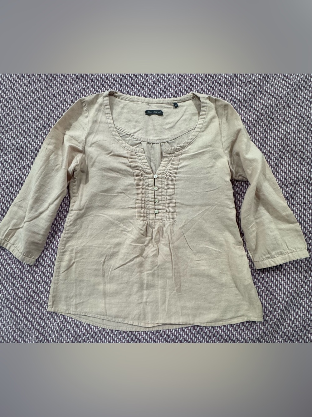 Marc O’Polo Neutral Cream Pintuck Henley Blouse